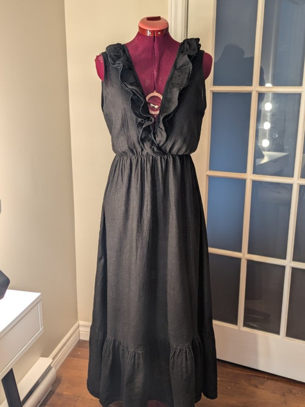 Black 100% Linen Maxi Dress